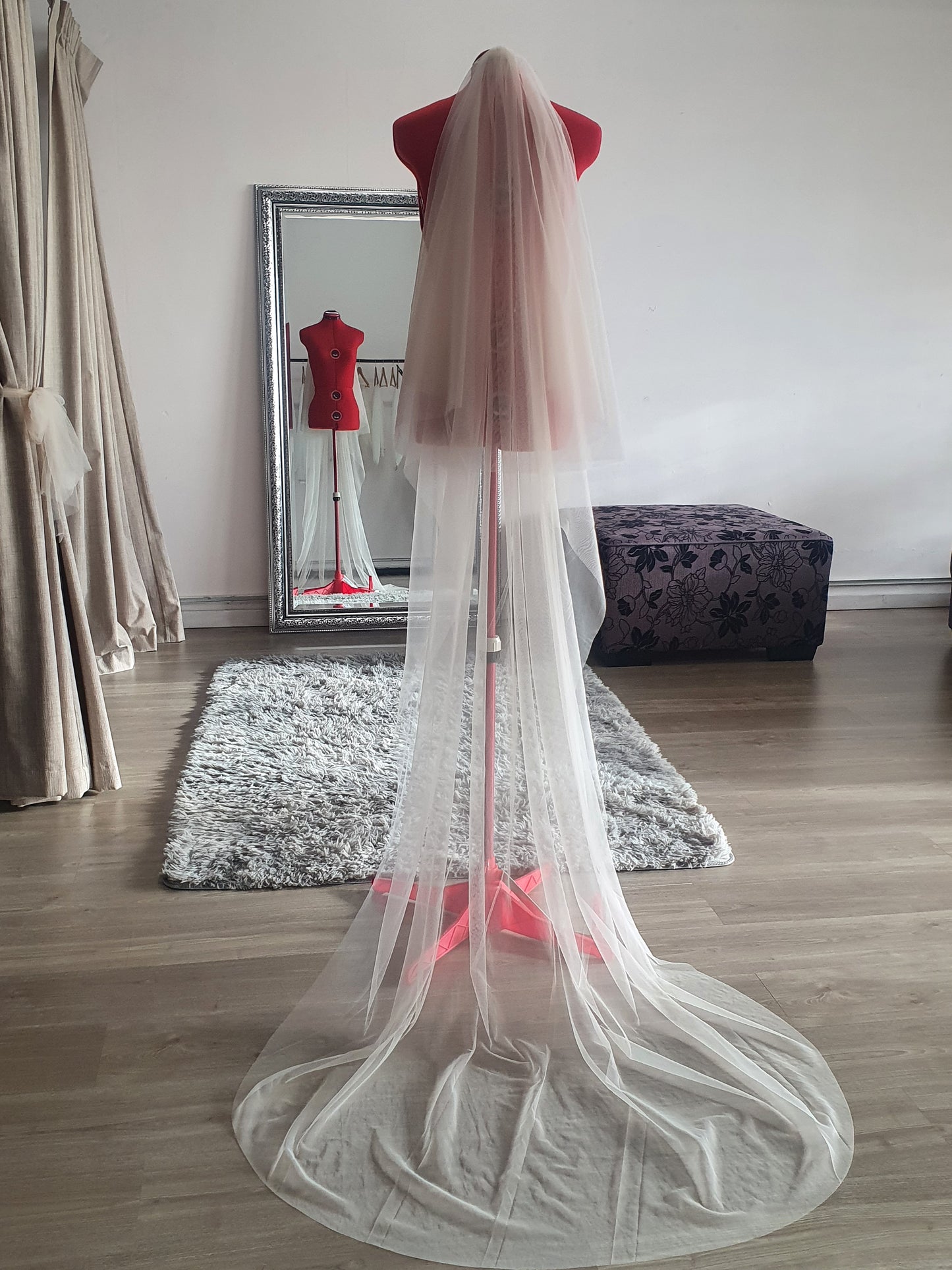 Drop veil | Blusher Veil with gathers