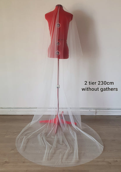 Drop veil | Blusher Veil with gathers