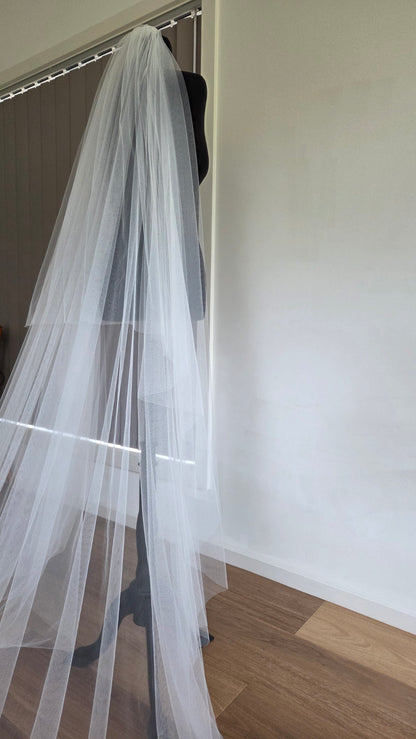 English Net Blusher Veil with long blusher