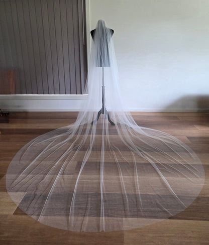 English Net Blusher Veil with long blusher