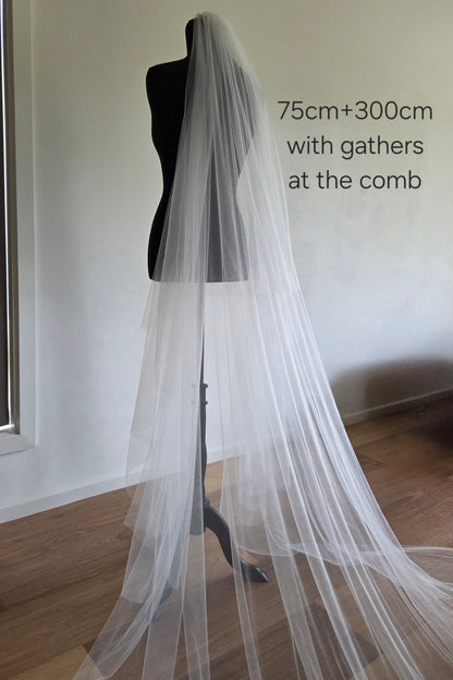 English Net Blusher Veil with long blusher