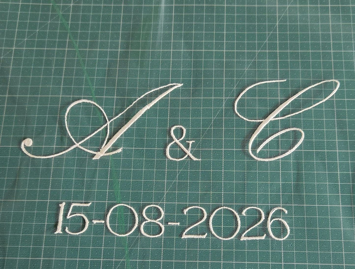 Personalised wedding veil, Custom Embroidery (initials, names, date, quotes) ADD ON