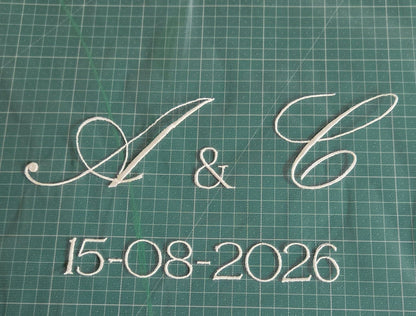 Personalised wedding veil, Custom Embroidery (initials, names, date, quotes) ADD ON