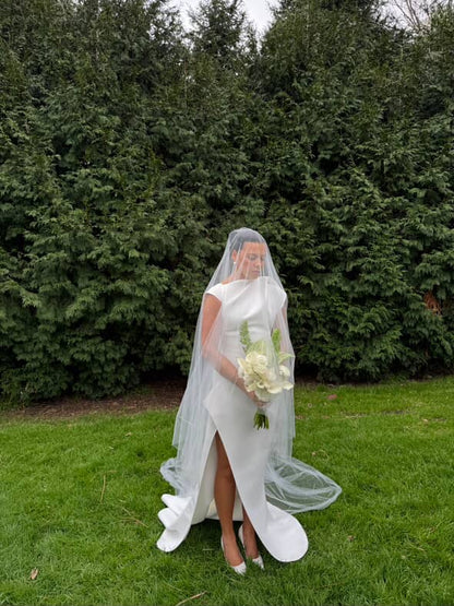 English Net Blusher Veil with long blusher