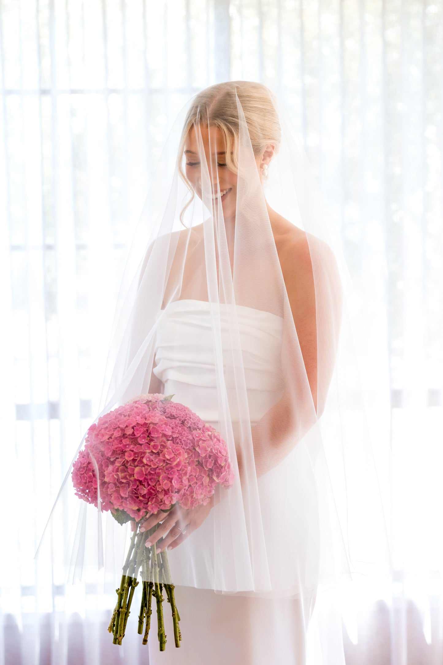 English Net Blusher Veil with long blusher