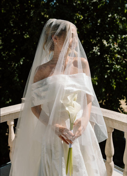Long blusher wedding veil