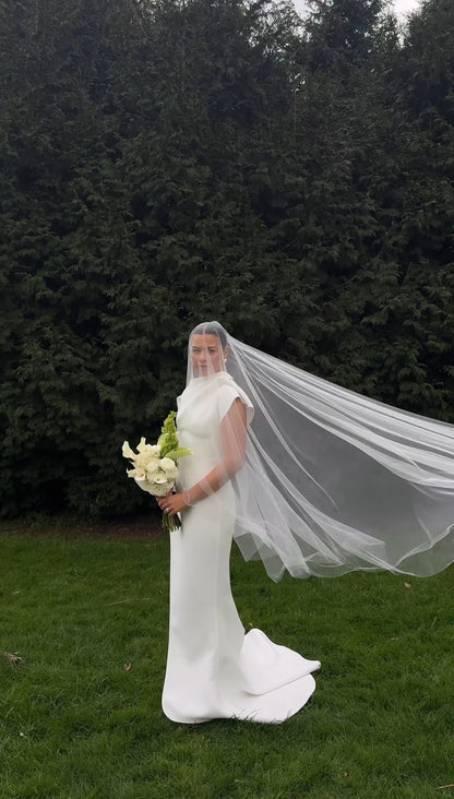 English Net Blusher Veil with long blusher