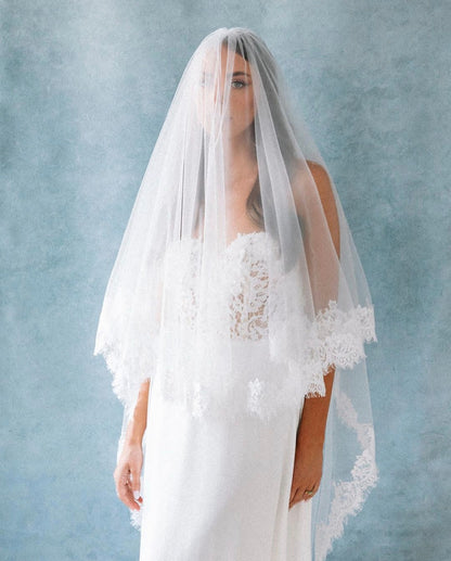 Nathalie - 2 tier lace veil