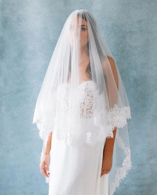 Nathalie - 2 tier lace veil