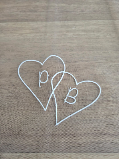Personalised wedding veil, Custom Embroidery (initials, names, date, quotes) ADD ON
