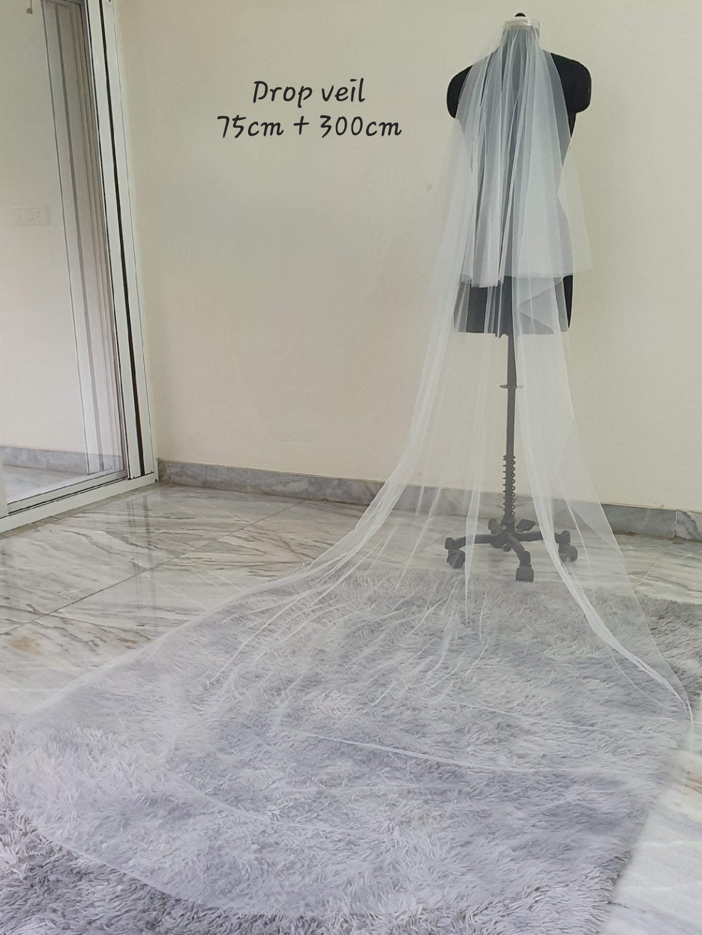 Drop veil | Blusher Veil with gathers