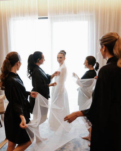 Soft bridal tulle wedding veil without gathers