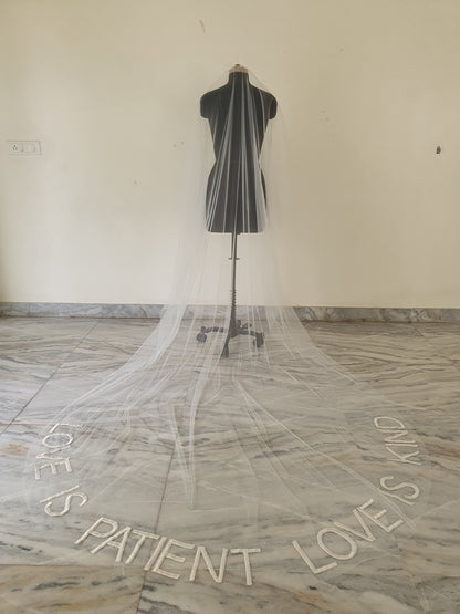 Personalised wedding veil, Custom Embroidery (initials, names, date, quotes) ADD ON