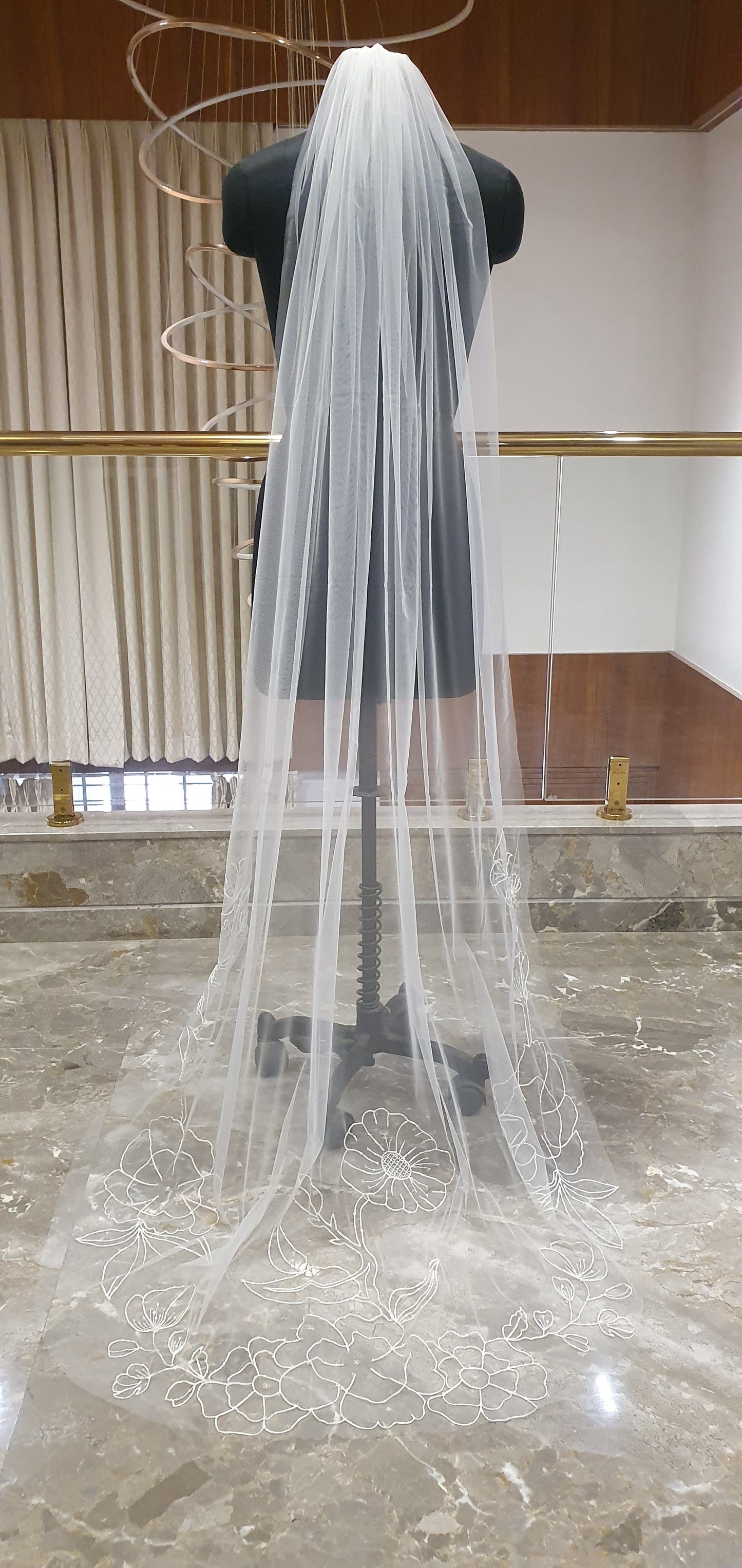 Wildflower Whisper - Delicate Floral Embroidered Wedding Veil | Handcrafted Bridal Veil