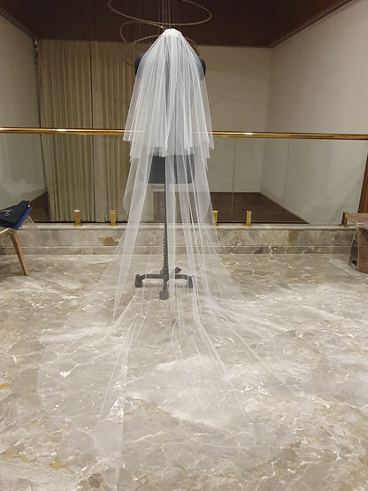 Drop veil | Blusher Veil with gathers