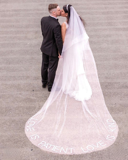 Personalised wedding veil, Custom Embroidery (initials, names, date, quotes) ADD ON