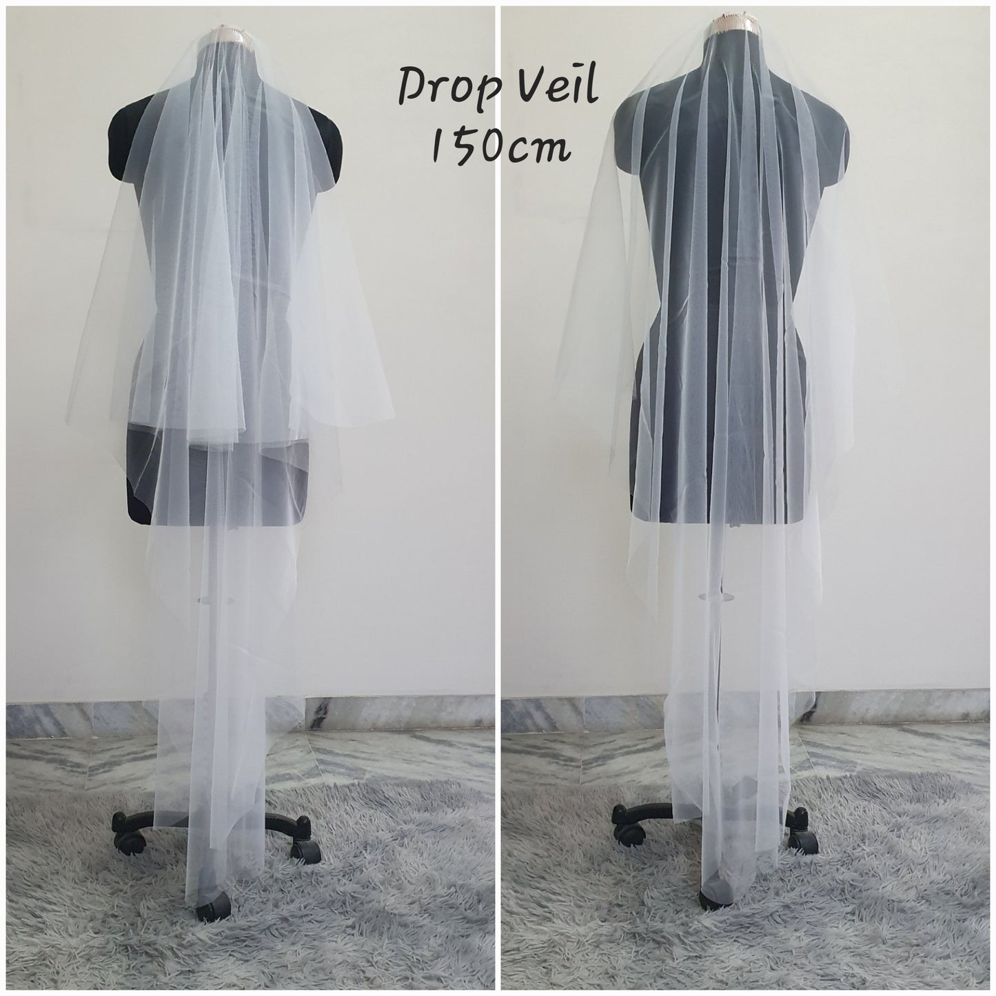 Drop veil | Blusher Veil with gathers