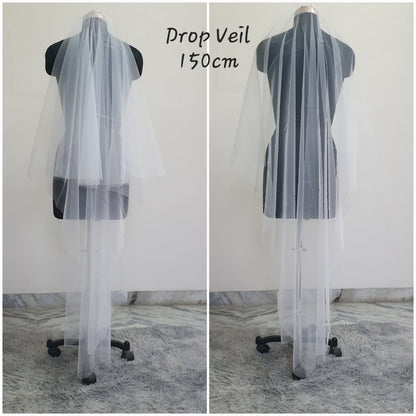 Drop veil | Blusher Veil with gathers
